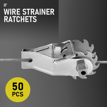 50 Pack Inline Cliplock Wire Strainer Aluminum Alloy Heavy Duty Wire Ratchet Tensioner for Electric Fence.