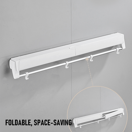 Alston Wall Mounted Drying Rack Clothes Airer Space Saver Folding Dryer Bearing Capacity 12KG Foldable Rail With Hooks Indoor Outdoor Balcony Laundry White.