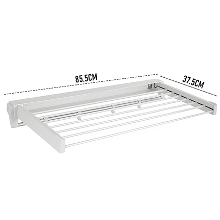Alston Wall Mounted Drying Rack Clothes Airer Space Saver Folding Dryer Bearing Capacity 12KG Foldable Rail With Hooks Indoor Outdoor Balcony Laundry White.