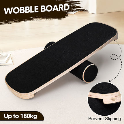 Wooden Balance Board Non-Slip Roller Board Home Fitness Balance Trainer Improves Core Stability for Snowboard Skateboard Surf Yoga Training Max Load 200kg.