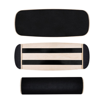 Wooden Balance Board Non-Slip Roller Board Home Fitness Balance Trainer Improves Core Stability for Snowboard Skateboard Surf Yoga Training Max Load 200kg.