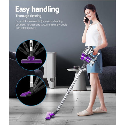 Devanti Stick Vacuum Cleaner Handheld Corded 450W Purple.