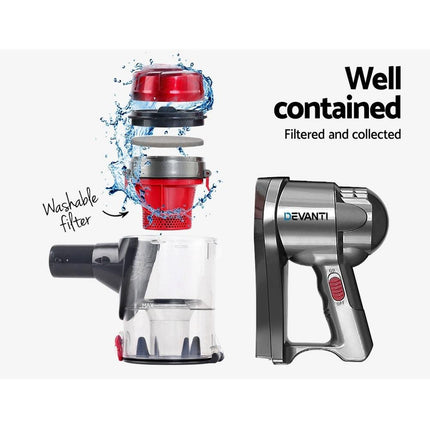 Devanti Stick Vacuum Cleaner Handheld Corded 450W Red.
