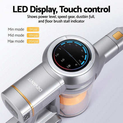 Devanti 300W Stick Vacuum Cleaner Cordless Self-Standing Golden.
