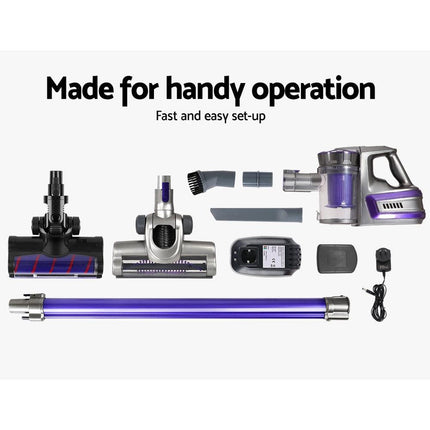 Devanti Stick Vacuum Cleaner Cordless Roller Brush 150W Purple.