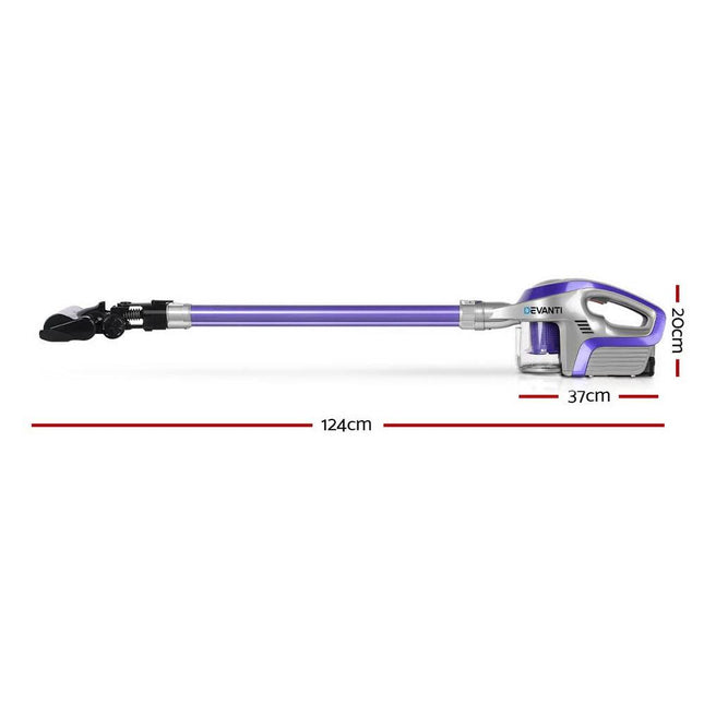 Devanti Stick Vacuum Cleaner Roller Brush Cordless 150W Purple.