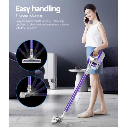 Devanti Stick Vacuum Cleaner Roller Brush Cordless 150W Purple.