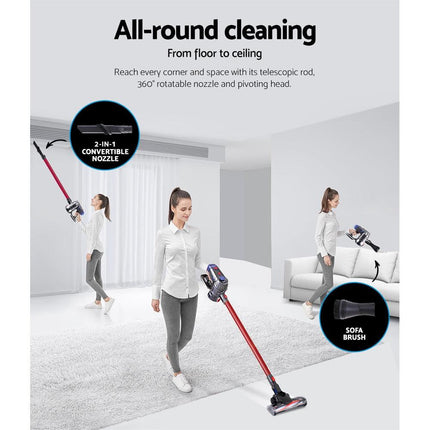 Devanti Stick Vacuum Cleaner HEPA Filter Red 150W.