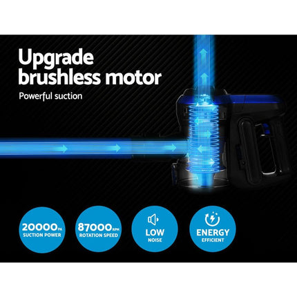 Devanti Stick Vacuum Cleaner Brushless Cordless 250W Blue.