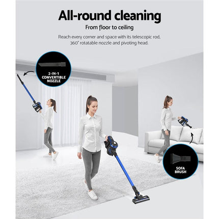 Devanti Stick Vacuum Cleaner Brushless Cordless 250W Blue.