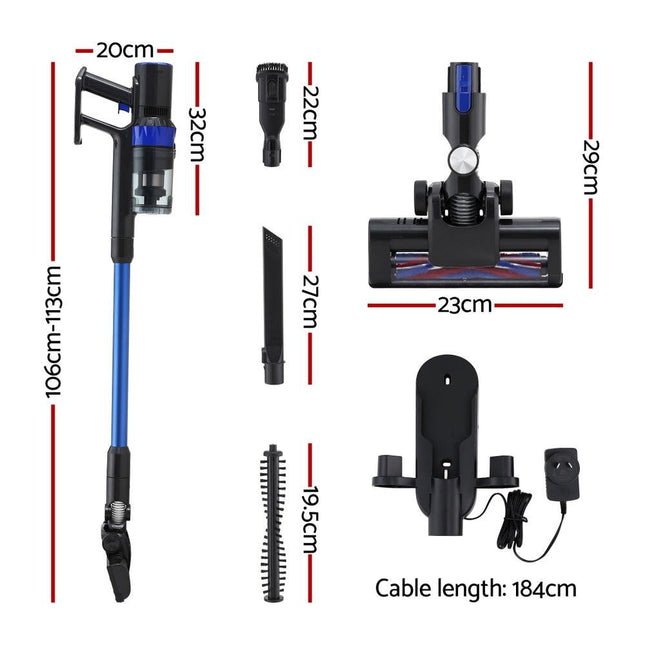 Devanti Stick Vacuum Cleaner Brushless Cordless 350W Blue.