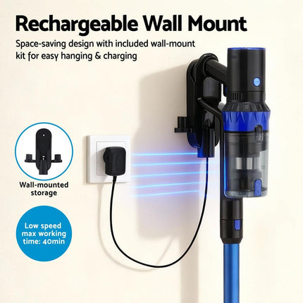 Devanti Stick Vacuum Cleaner Brushless Cordless 350W Blue.