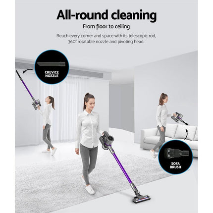Devanti Stick Vacuum Cleaner Bagless Cordless 120W Purple.