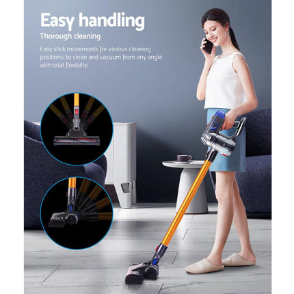 Devanti Stick Vacuum Cleaner Bagless Cordless 150W Gold.