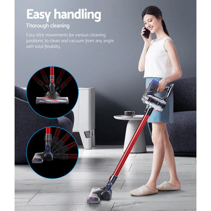 Devanti Stick Vacuum Cleaner Bagless Cordless Red 150W.