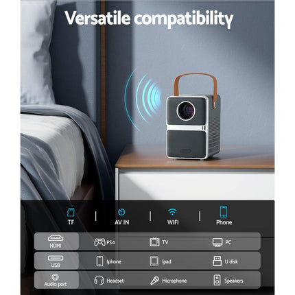Devanti Portable Mini Video Projector 4K Wifi Home Theater HDMI Support 1080P.