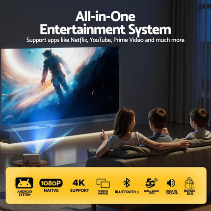 Devanti Video Project 4K 1080P Android 5G Wifi Home Cinema.