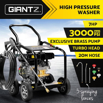 Giantz Petrol High Pressure Cleaner Washer 20M Hose Gurney.