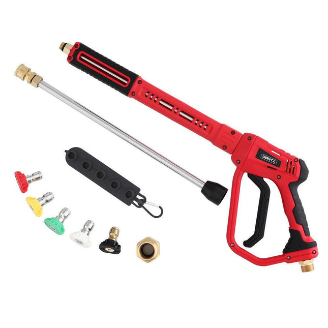Giantz Pressure Washer Gun Short Trigger 4000PSI M22-14 1/4 Inch 5 Nozzles Red.
