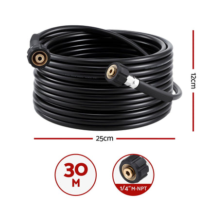 Giantz Pressure Washer Hose 30M 5800PSI Power Replacement Extension 1/4'' Quick Connect.