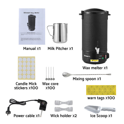Devanti 10L Wax Melter Candle Making 1520W Melting Pot Furnace Pour Spout Soap.