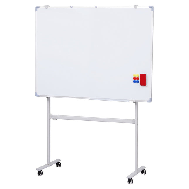 90x120cm Standing Whiteboard with Wheels Magnetic Double-Sided Erase Board.