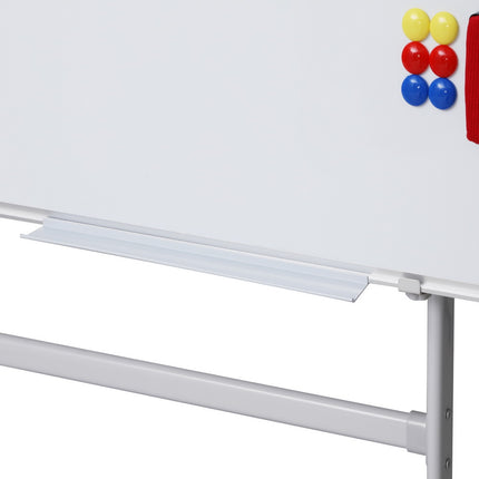 90x120cm Standing Whiteboard with Wheels Magnetic Double-Sided Erase Board.