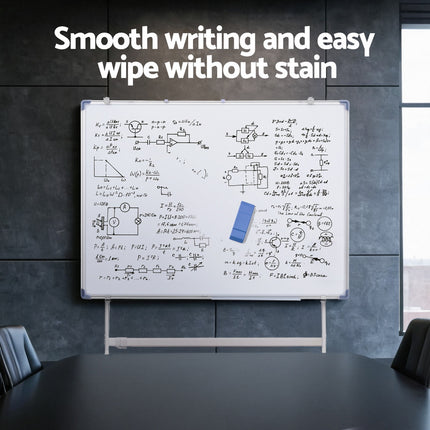 90x120cm Standing Whiteboard with Wheels Magnetic Double-Sided Erase Board.