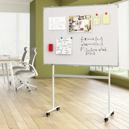90x120cm Standing Whiteboard with Wheels Magnetic Double-Sided Erase Board.