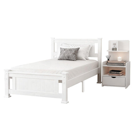 Artiss King Single Bed Frame and Bookshelf.