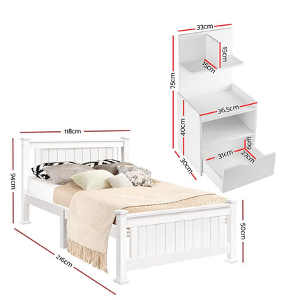 Artiss King Single Bed Frame and Bookshelf.
