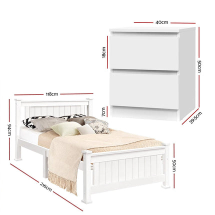 Artiss King Single Bed Frame and Bookshelf.