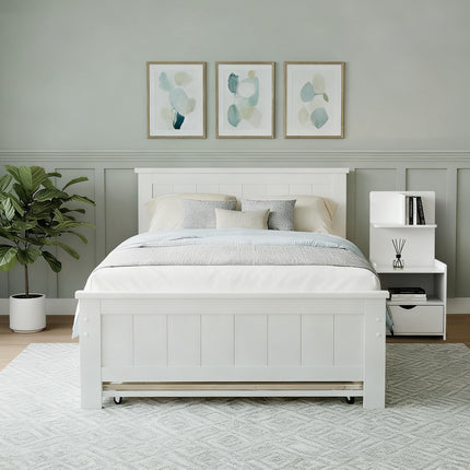 Artiss King Single Bed Frame and Bedside Table White.