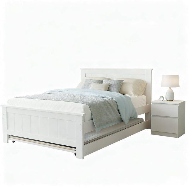 Artiss King Single Bed Frame and Bedside Table.