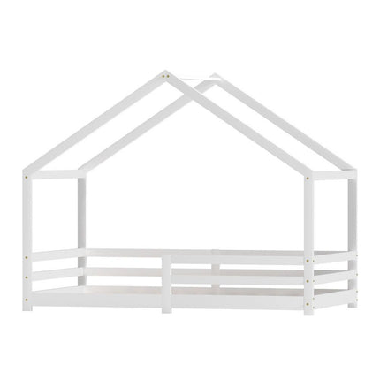 Artiss Bed Frame Wooden Kids Single House Frame White AMOS.