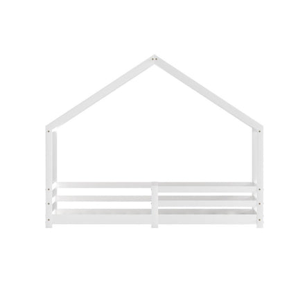 Artiss Bed Frame Wooden Kids Single House Frame White AMOS.