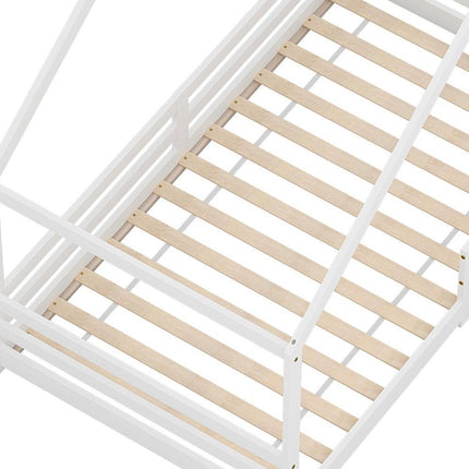 Artiss Bed Frame Wooden Kids Single House Frame White AMOS.