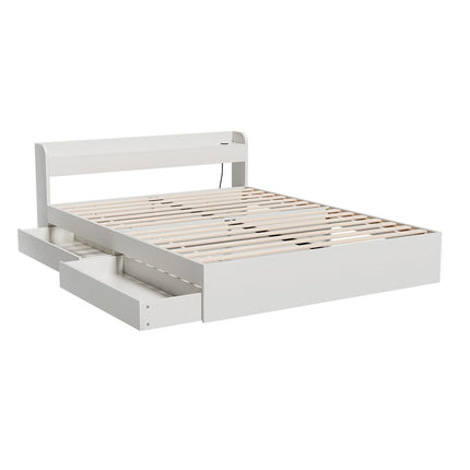 Artiss Bed Frame Double Size Mattress Base wtih Charging Ports 2 Storage Drawers.
