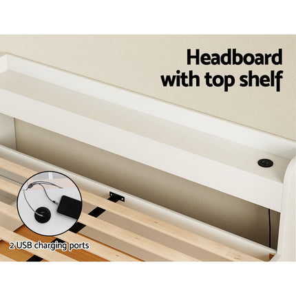 Artiss Bed Frame Queen Size Mattress Base wtih Charging Ports 2 Storage Drawers.