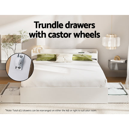 Artiss Bed Frame Queen Size Mattress Base wtih Charging Ports 2 Storage Drawers.