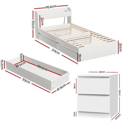 Artiss Single Bed Frame and Bedside Table.