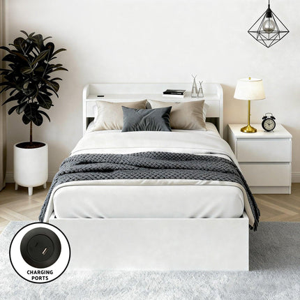 Artiss Single Bed Frame and Bedside Table.