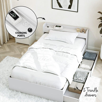Artiss Single Bed Frame and Bedside Table.