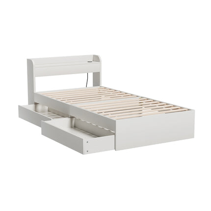 Artiss Bed Frame Queen Size Mattress Base wtih Charging Ports 2 Storage Drawers.