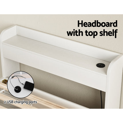 Artiss Bed Frame Queen Size Mattress Base wtih Charging Ports 2 Storage Drawers.