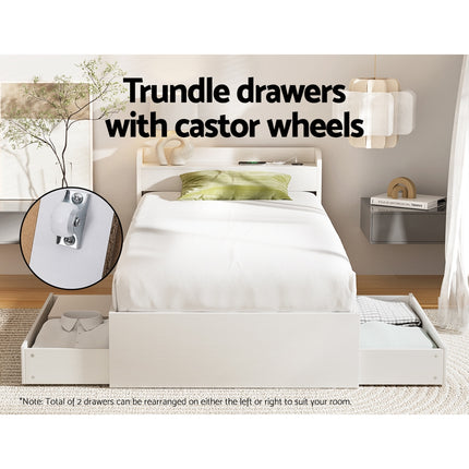 Artiss Bed Frame Queen Size Mattress Base wtih Charging Ports 2 Storage Drawers.