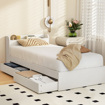 Artiss Bed Frame Queen Size Mattress Base wtih Charging Ports 2 Storage Drawers.