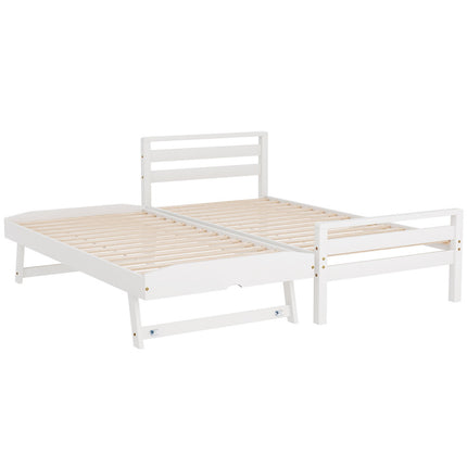 Artiss Bed Frame Single Size 2-in-1 Trundle Wooden White AVIS.