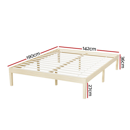 Artiss Bed Frame Double Size Wooden Base Mattress Platform Timber Pine BRUNO.