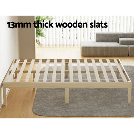 Artiss Bed Frame Double Size Wooden Base Mattress Platform Timber Pine BRUNO.